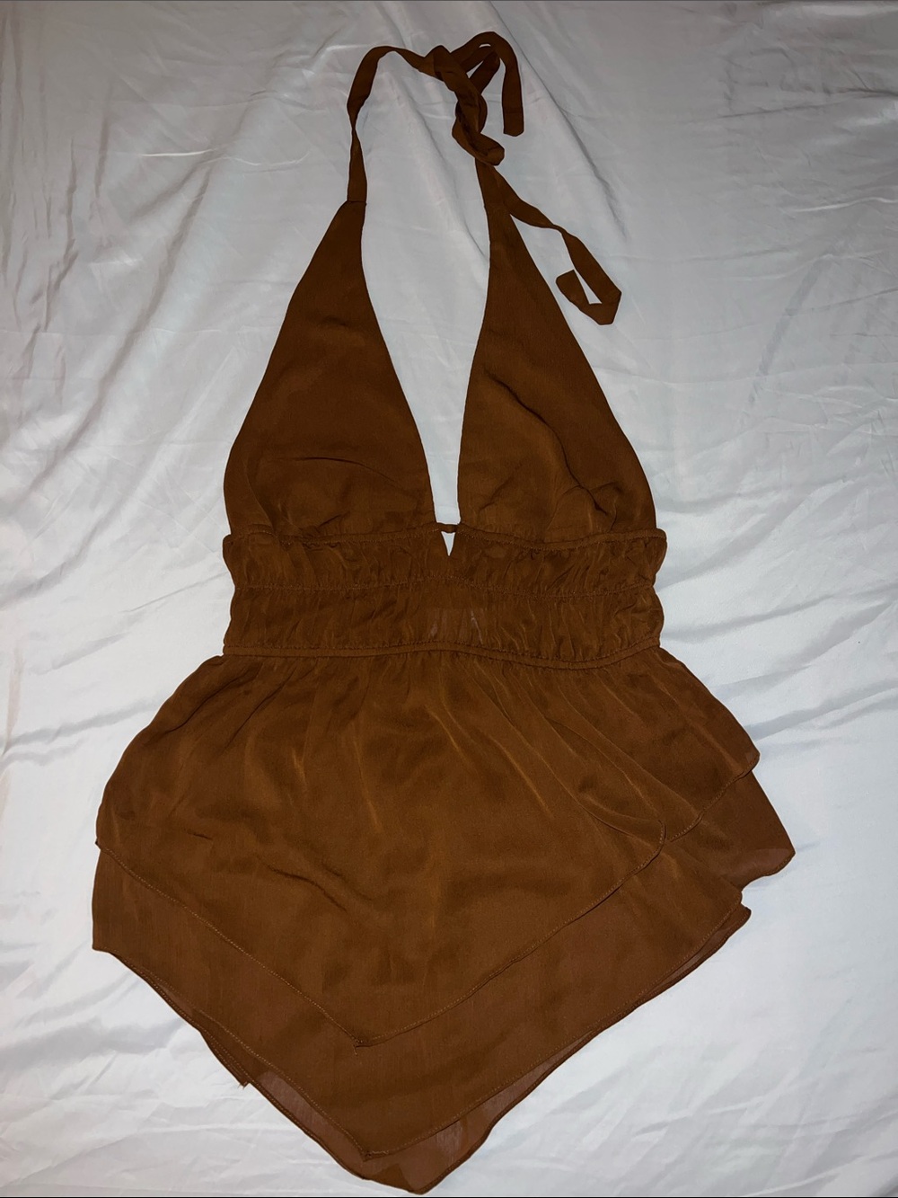 NEW brown Juniors woven halter top